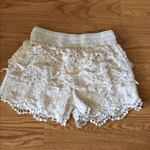 White Ruffle Shorts